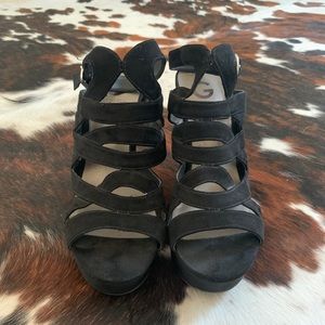 G by Guess Black suede Platform Wedges